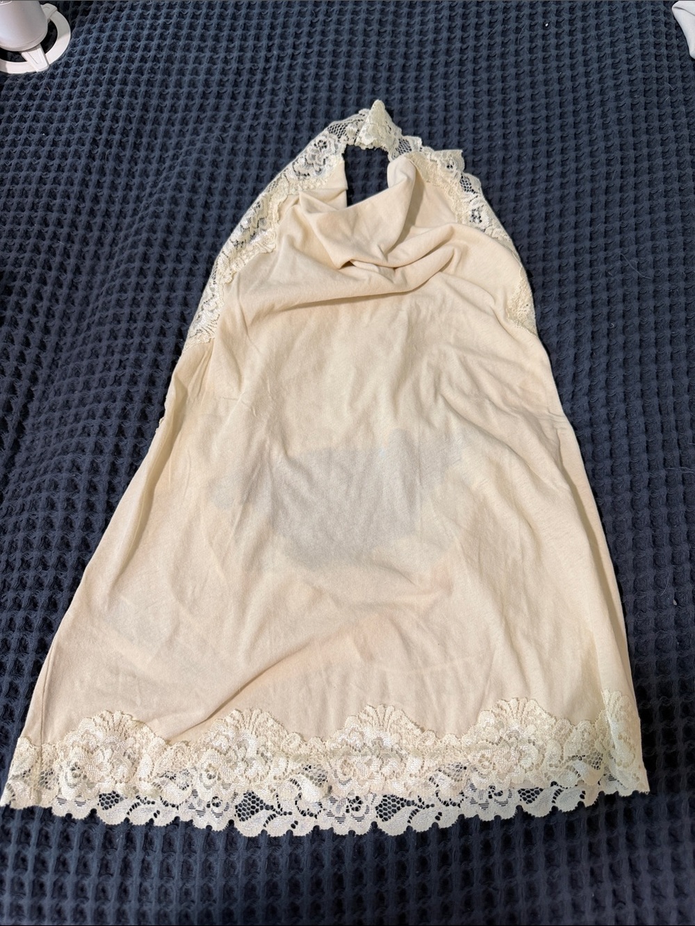 Mango Cream Lace-Trim Halter Chemise